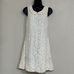 As You Wish Pearl Collar Floral Lace Dress